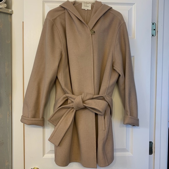 Vince Wool blend tie front hooded coat NWOT - Picture 4 of 8
